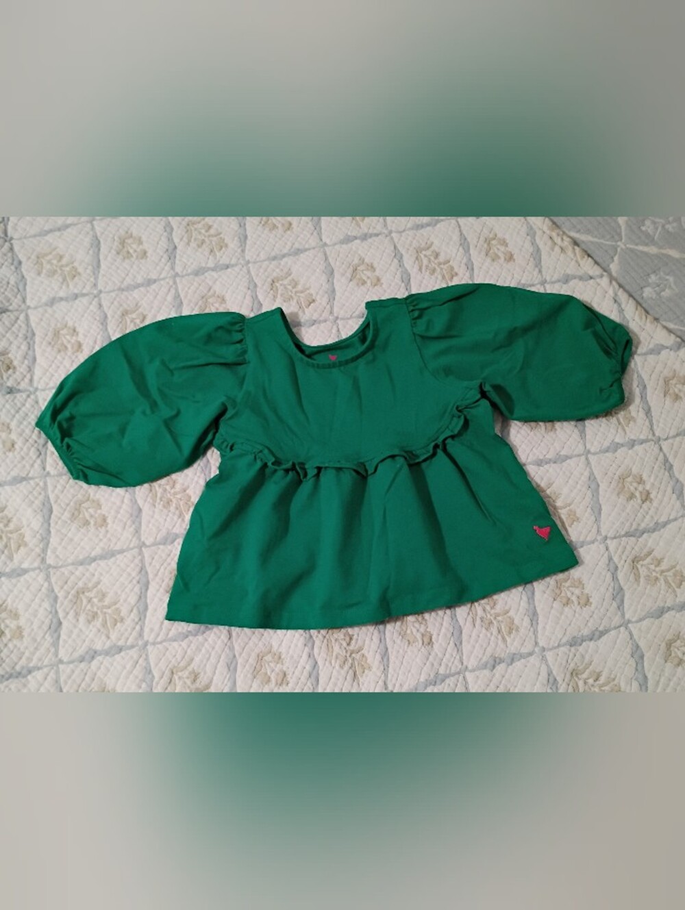 Pink Chicken Green Peplum Top 4Y
